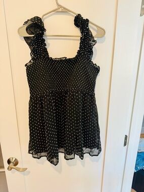 Motherhood Black Polka Dot Ruffled Strap Camisole